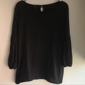 TALBOTS black knit top w/ puff sleeve